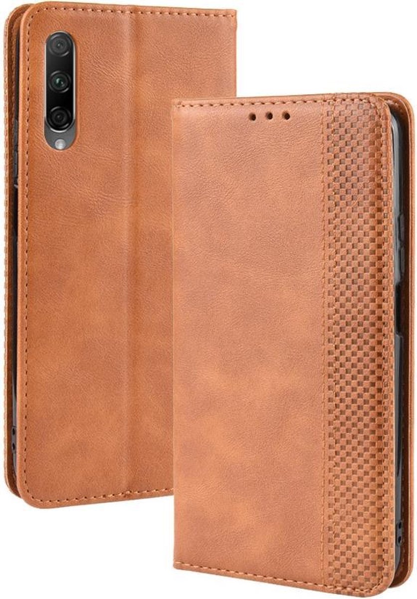 Vintage Book Case - Geschikt voor Huawei P Smart Pro Hoesje - Bruin