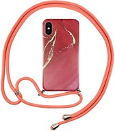 FONU Marmer Backcase Hoesje Met Koord iPhone XS / X - Rood