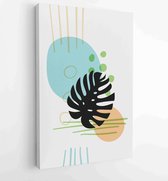 Summer tropical wall arts vector. Palm leaves, coconut leaf, monstera leaf, line arts 2 - Moderne schilderijen – Vertical – 1922500769 - 80*60 Vertical