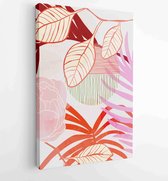 Summer tropical wall arts vector. Palm leaves, coconut leaf, monstera leaf, line arts 4 - Moderne schilderijen – Vertical – 1922500790 - 80*60 Vertical