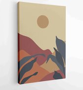 Mountain and Botanical wall art vector set. Earth tones landscapes wallpaper 2 - Moderne schilderijen – Vertical – 1924982624 - 80*60 Vertical