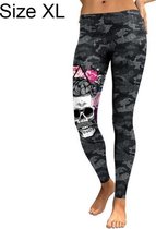Halloween Kostuums Cranio Head Digitale Print Lage Taille Dames Legging Panty Maat: XL-Geen