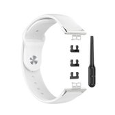 Voor Huawei Horloge Fit 18mm Terug Gesp Stijl Siliconen Effen Kleur Vervangende Band Horlogeband (Wit)