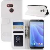 R64 Texture Single Fold Horizontale Flip Leather Case voor HTC Desire 12S, met houder & portemonnee & kaartsleuven & fotolijst (wit)