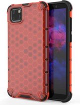 Voor Huawei Y5P schokbestendige honingraat pc + TPU-hoes (rood)