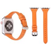 Eenvoudige mode lederen T-type horlogeband voor Apple Watch Series 3 & 2 & 1 38 mm (oranje)