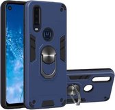 Voor Motorola Moto P40 Power 2 in 1 Armor Series PC + TPU beschermhoes met ringhouder (koningsblauw)