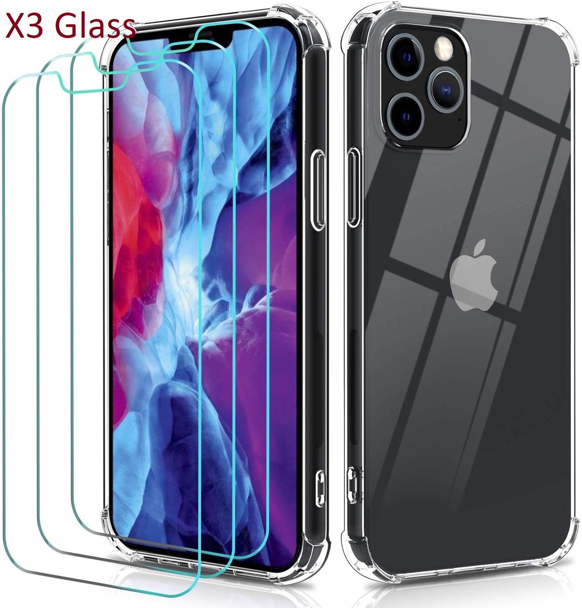 BixB iPhone 12 / iPhone 12 Pro Hoesje Zwart met Pasjeshouder
