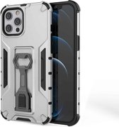 Peacock Style PC + TPU beschermhoes met flesopener voor iPhone 12 Pro Max (zilver)