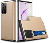 Voor Samsung Note20 Ultra schokbestendig robuust pantser beschermhoes met kaartsleuf (goud)