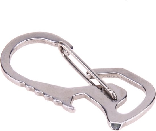 Outdoor tools karabijnhaak hex driver flesopener sleutelhanger ring klimmen accessoires (zilver)