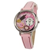Q&Q Horloge voor meisjes / Roze Lederen Band