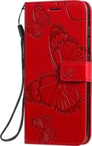 Samsung Galaxy A51 Hoesje - Mobigear - Butterfly Serie - Kunstlederen Bookcase - Rood - Hoesje Geschikt Voor Samsung Galaxy A51