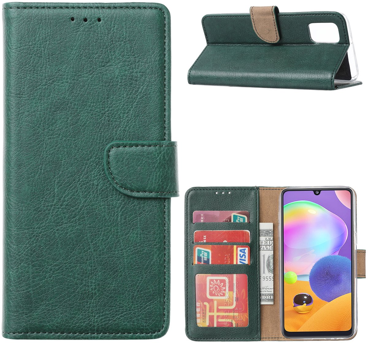 Book Cover Samsung Galaxy A02s Groen met Standaard