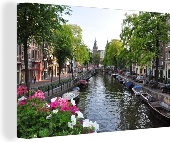 Dialoog logboek handel Amsterdam Schilderij - Bloemen - Stad - Nederland - 180x120 cm -  Muurdecoratie | bol.com