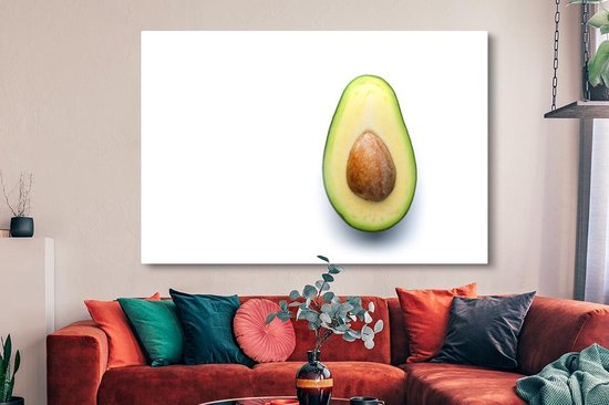 Canvas schilderij 150x100 cm - Wanddecoratie Gesneden avocado met pit - Muurdecoratie woonkamer - Slaapkamer decoratie - Kamer accessoires - Schilderijen op canvas