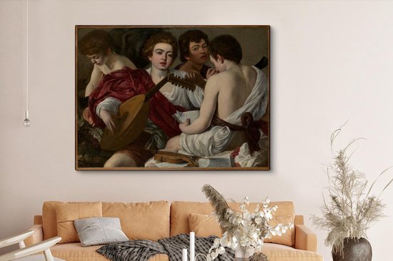 Musiciens - une peinture du Caravage 160x120 cm - Tirage photo sur toile (Décoration murale salon / chambre) XXL / Groot format!