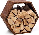 Blumfeldt Firebowl Hexawood Rust houtopslag 50,2 x 58 x 32 cm -  zeshoekig - geschikt voor binnen en buiten