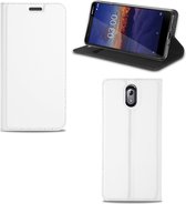Nokia 3.1 Stand Case Hoesje Wit met Pashouder