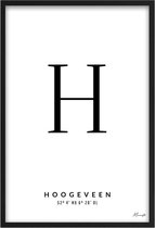 Poster Letter H Hoogeveen A4 - 21 x 30 cm (Exclusief Lijst)