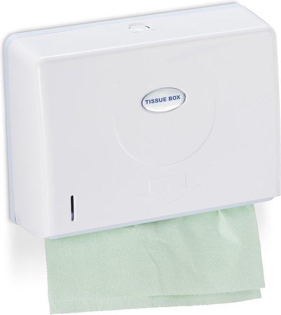 Relaxdays handdoekdispenser muur - dispenser papieren handdoekjes - vouwhanddoekdispenser