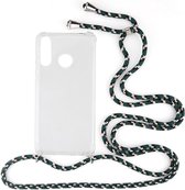 Shop4 - Huawei P30 Lite (new edition) Hoesje - Zachte Back Case met Koord Camouflage Groen