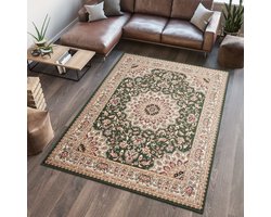 Tapiso Atlas PP Vloerkleed Beige Groen Oriental Woonkamer Tapijt Maat- 200x300