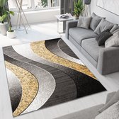Tapiso Dream Grijs Jaune Modern Waves Tapis de Salon Taille - 250x300
