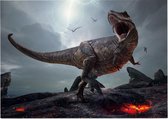 Dinosaurus T-Rex screamer volcano - Foto op Posterpapier - 59.4 x 42 cm (A2)