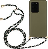 Mobigear Telefoonhoesje geschikt voor Samsung Galaxy S20 Ultra Flexibel TPU | Mobigear Lanyard Hoesje met koord - Groen