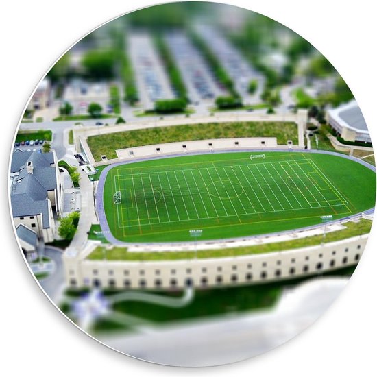 Forex Wandcirkel - Stadion van Miniatuurstad - 50x50cm Foto op Wandcirkel (met ophangsysteem)