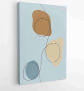 Earth tone boho foliage line art drawing with abstract shape. Abstract Plant Art design for print, cover, wallpaper, Minimal and natural wall art. 1 - Moderne schilderijen – Vertic