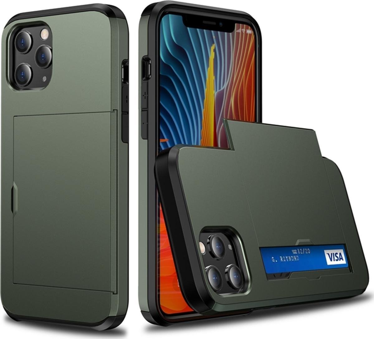Mobigear Hoesje geschikt voor Apple iPhone 12 Mini Telefoonhoesje met Kaarthouder Hardcase | Mobigear Card Backcover Shockproof met Pasjeshouder | Kaarthouder voor 2 Pasjes | Hoesje voor Pinpas / OV Kaart / Rijbewijs | Schokbestendig iPhone 12 Mini