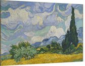 Korenveld met cipressen, Vincent van Gogh - Foto op Canvas - 90 x 60 cm