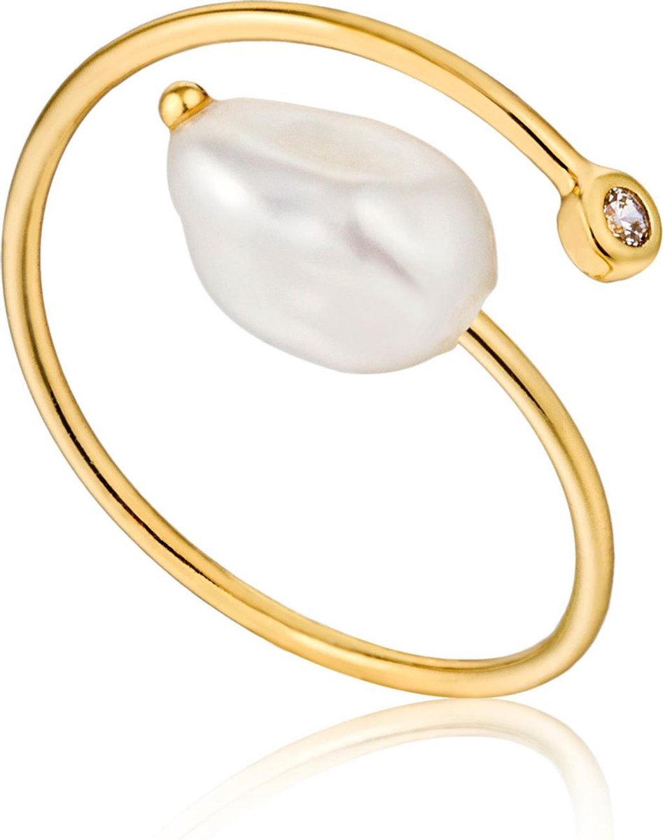 Boucles D'oreilles Ania Haie - Chaîne à Boules Argent 925 Plaqué Or Jaune, Longueur 3,5 Cm