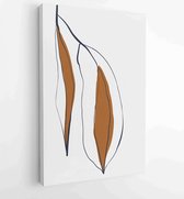 Botanical wall art vector set. Earth tone boho foliage line art drawing with abstract shape. 3 - Moderne schilderijen – Vertical – 1834428148 - 115*75 Vertical