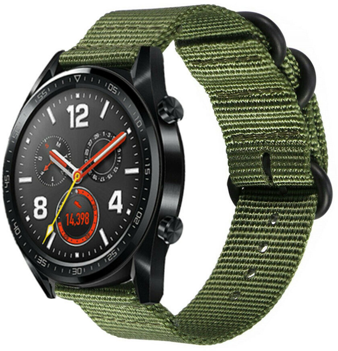 Geschikt voor Huawei Watch GT nylon gesp band - groen - 42mm