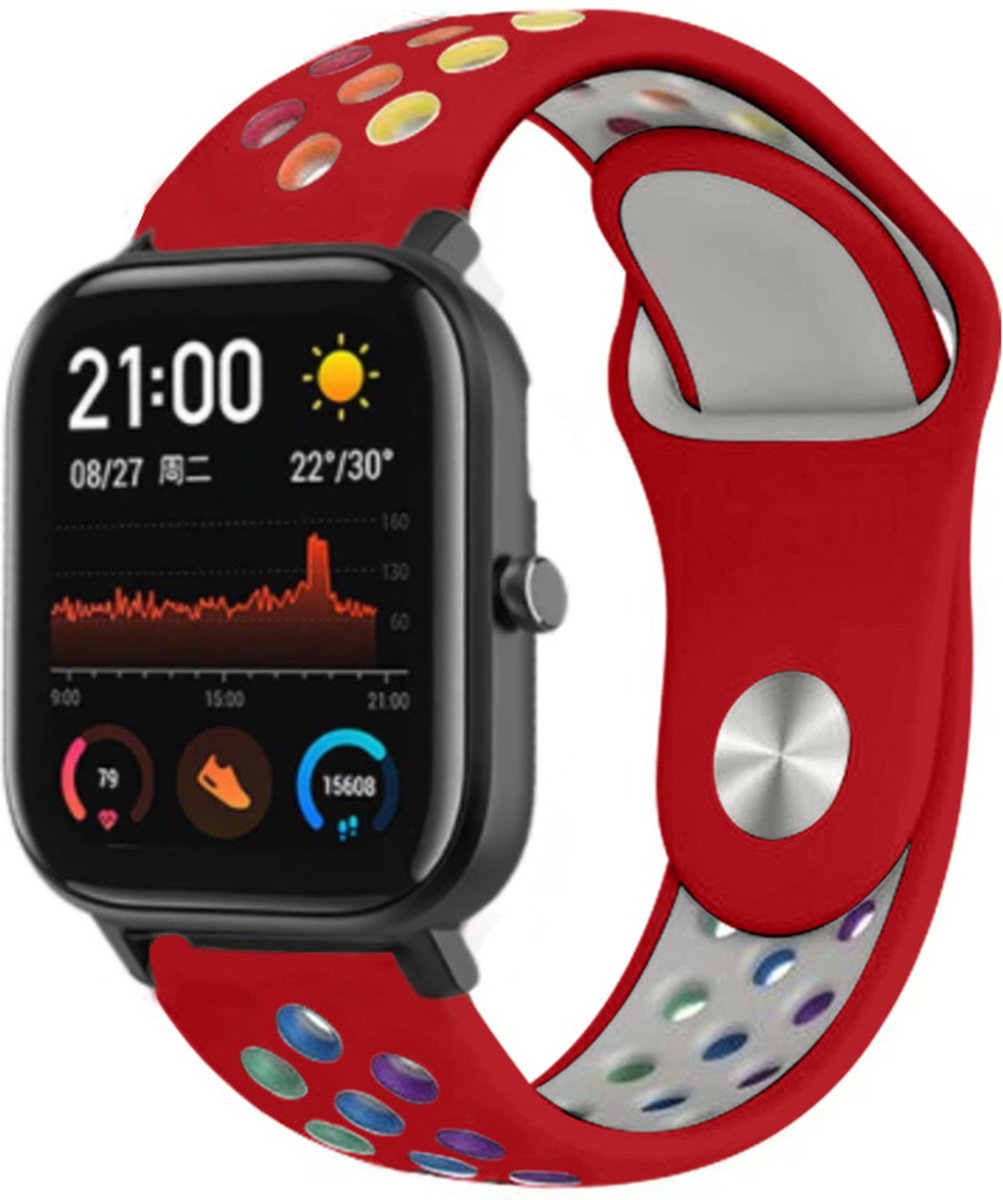 Sportband – Geschikt voor Xiaomi Amazfit GTS 42mm – Rood Kleurrijk