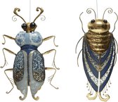 Wanddeco insect  blauw/goud (1 stuk) assorti