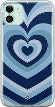 iPhone 11 hoesje - Hart blauw - Soft Case Telefoonhoesje - Print - Blauw