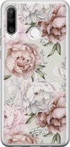 Huawei P30 Lite hoesje - Klassieke bloemen - Siliconen - Soft Case Telefoonhoesje - Bloemen - Beige