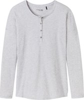 SCHIESSER dames Mix+Relax T-shirt - lange mouw - O-hals met knoopsluiting - grijs melange -  Maat: 3XL