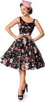 Belsira Swing jurk -M- Vintage Flower Zwart/Roze