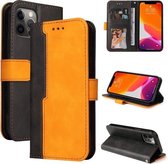 Zakelijke stiksels-kleur horizontale flip PU lederen tas met houder & kaartsleuven & fotolijst voor iPhone 12 mini (oranje)