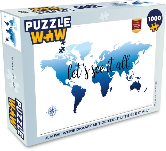 Puzzle Cartes du monde à la Trendy 1000 pièces - Carte du monde bleue ...