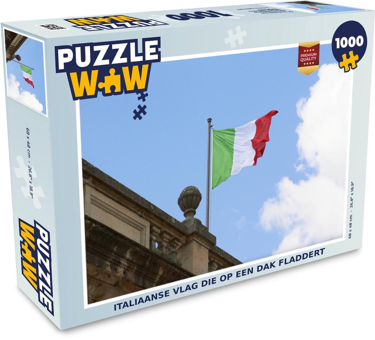 Afbeelding van product Puzzel 1000 stukjes volwassenen Vlag Italië 1000 stukjes - Italiaanse vlag die op een dak fladdert - PuzzleWow heeft +100000 puzzels