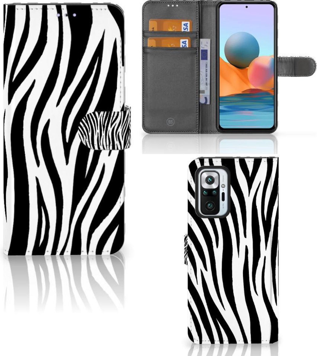 Xiaomi Redmi Note 10 Pro Telefoonhoesje met Pasjes Zebra