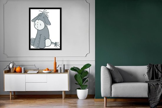 Photo en cadre - Une illustration d'un cadre photo câlin d'âne 60x80 cm - Affiche sous cadre (Décoration murale salon / chambre)