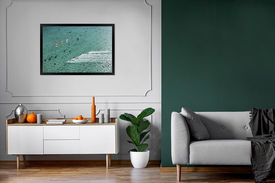 Photo en cadre - Cadre photo People kitesurf sur l'océan noir sans passe-partout 90x60 cm - Affiche sous cadre (Décoration murale salon / chambre)