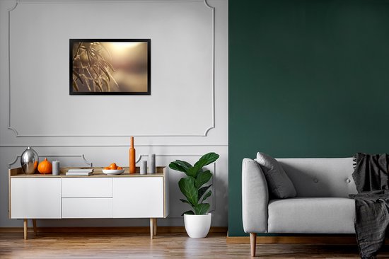 Cadre photo - Feuilles d'eucalyptus dans le cadre photo aube noir 60x40 cm - Affiche sous cadre (Décoration murale salon / chambre)